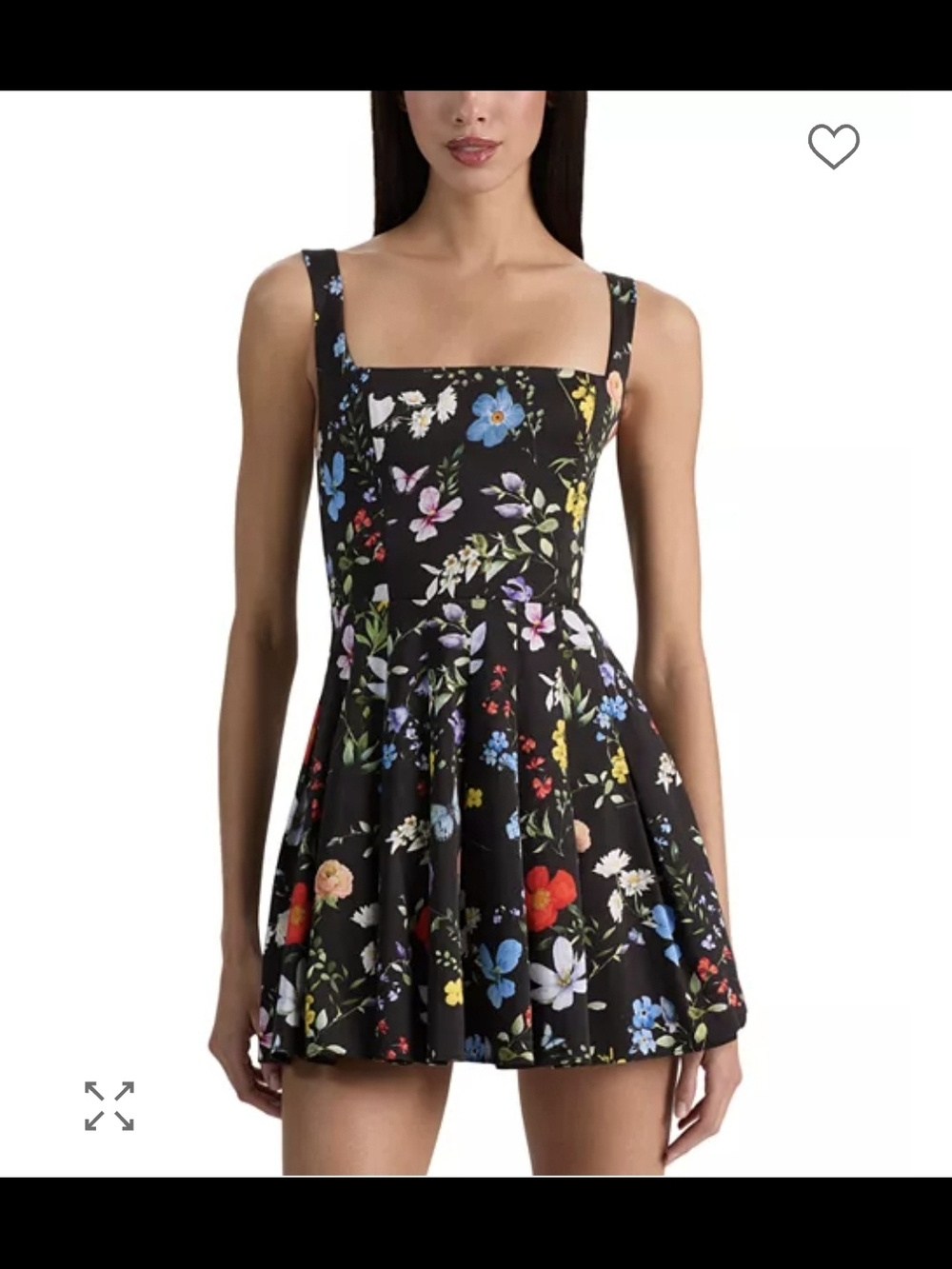 Alice + Olivia Black Veda Squareneck Pleated Dress 4 $395